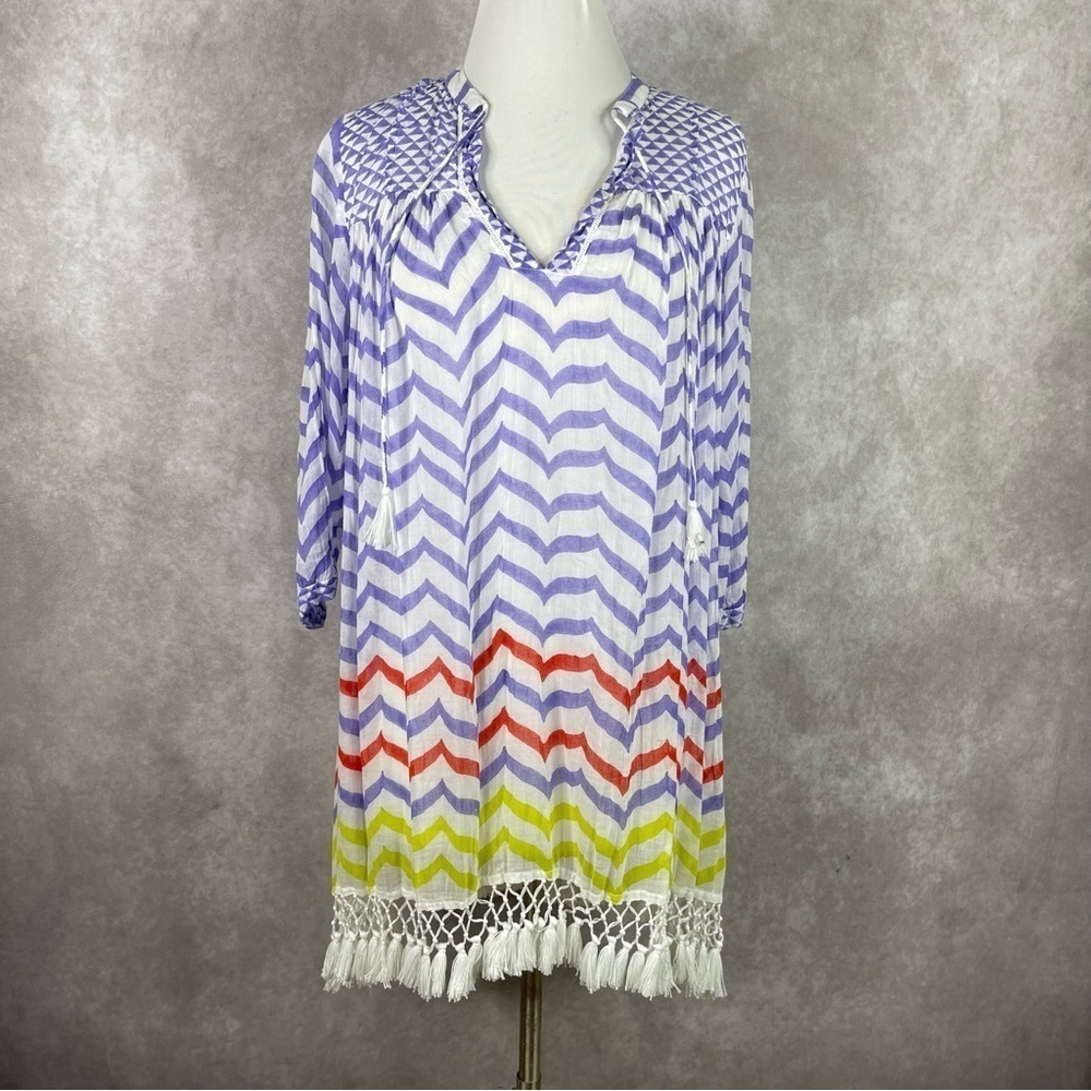 Roberta Roller Rabbit Tassel Trim Tunic Top In Purple Women's Size XS